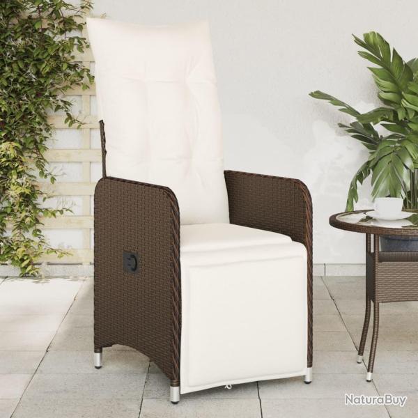 Chaise inclinable de jardin avec coussins marron r�sine tress�e