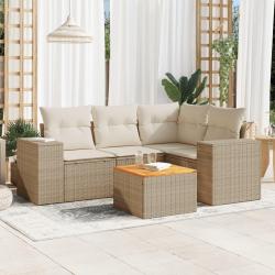 Salon de jardin avec coussins 5 pcs beige r&eacute;sine tress&eacute;e