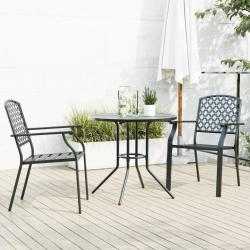 Ensemble de chaises de jardin empilables 3 pcs anthracite