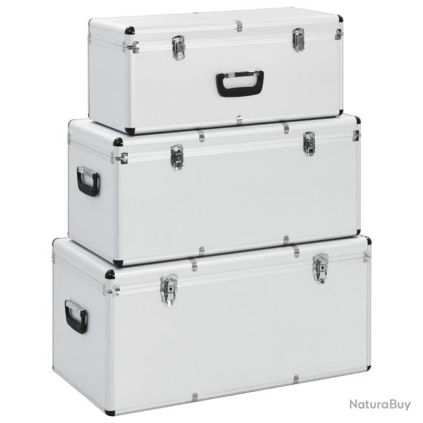 Bo�tes de rangement 3 pcs Argent� Aluminium