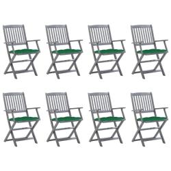 Chaises pliables d'extérieur lot de 8 et coussins Bois d'acacia