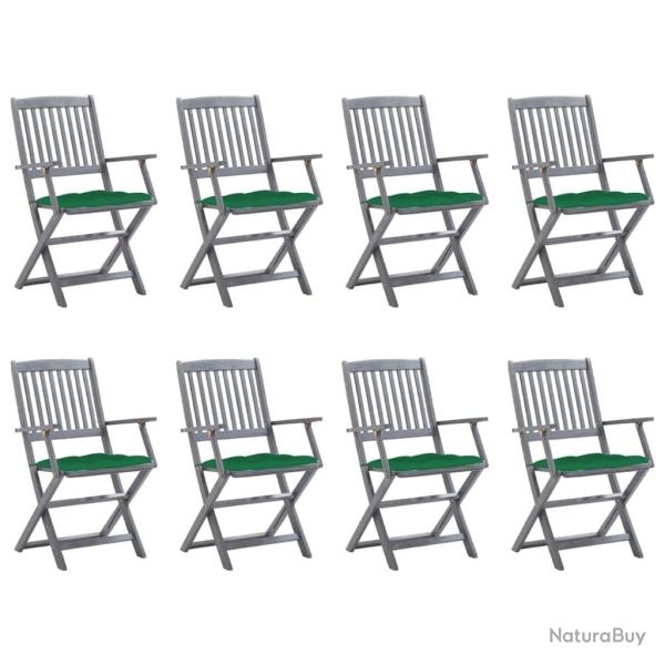 Chaises pliables d'ext�rieur lot de 8 et coussins Bois d'acacia