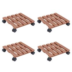 Chariots &agrave; plantes 4 pcs Marron 30x30x7,5 cm WPC