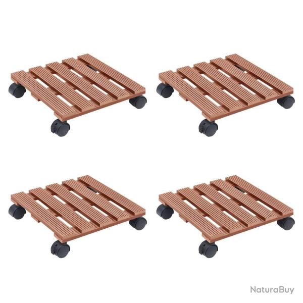 Chariots � plantes 4 pcs Marron 30x30x7,5 cm WPC
