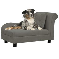 Canap&eacute; pour chien avec oreiller Gris fonc&eacute; 83x44x44 cm Peluche