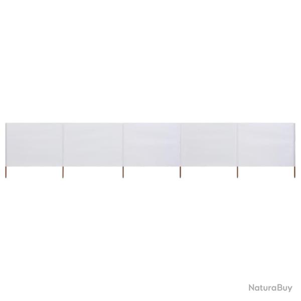 Paravent 5 panneaux Tissu 600 x 80 cm Blanc sable