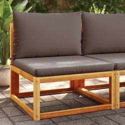 Canap&eacute; de jardin sans accoudoirs avec coussins en bois d'acacia et rotin