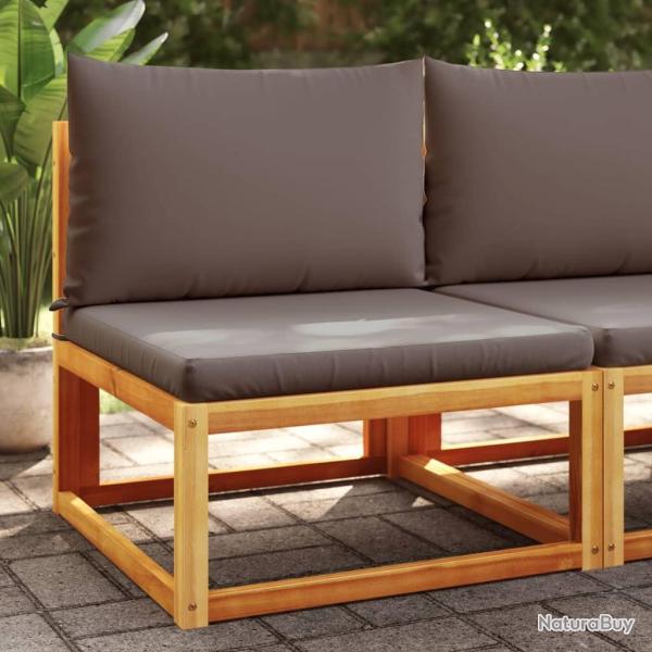Canap� de jardin sans accoudoirs avec coussins en bois d'acacia et rotin