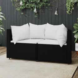 Canap&eacute;s d'angle de jardin et coussins 2pcs Noir R&eacute;sine tress&eacute;e