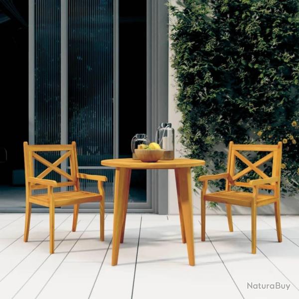 Chaises � manger d'ext�rieur lot de 2 Bois d'acacia massif