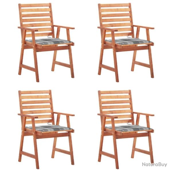 Chaises  manger d'extrieur lot de 4 et coussins Acacia massif