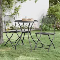 Chaises pliables jardin lot de 2 Maille m&eacute;tallique Anthracite