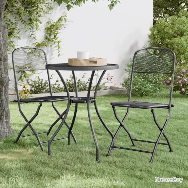 Chaises pliables jardin lot de 2 Maille m�tallique Anthracite