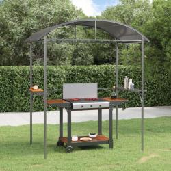 Gazebo BBQ et &eacute;tag&egrave;res lat&eacute;rales anthracite 220x115x230cm acier