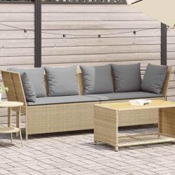Canap&eacute; de jardin avec coussins beige r&eacute;sine tress&eacute;e