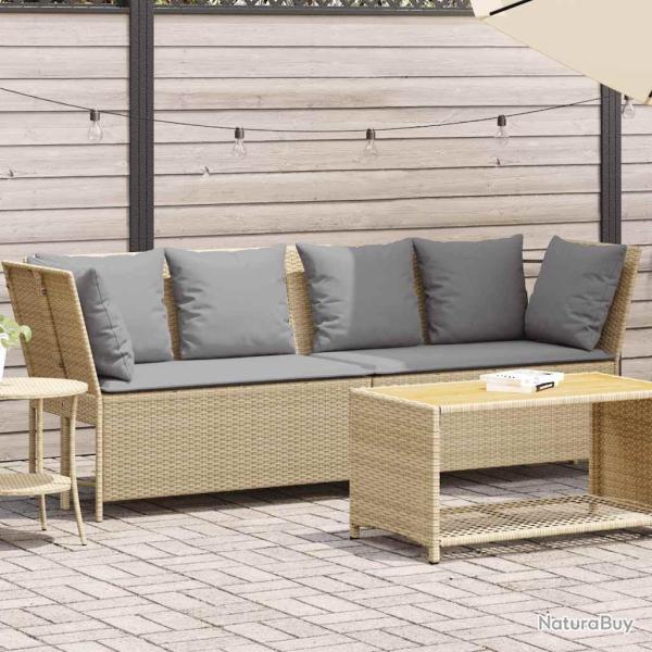 Canap� de jardin avec coussins beige r�sine tress�e