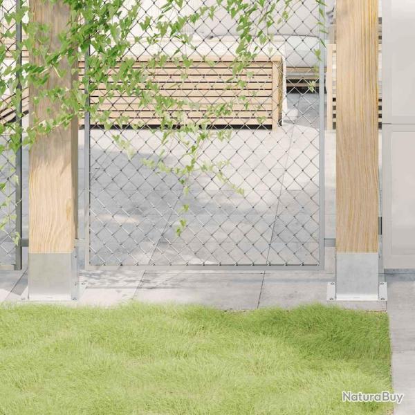 Bases de poteau carres 12 pcs argent 141x141mm acier galvanis