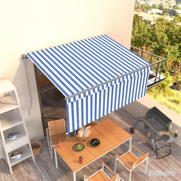 Auvent r�tractable manuel avec store 3,5x2,5 m Bleu et blanc