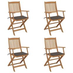 Chaises pliables de jardin lot de 4 avec coussins Bois d'acacia