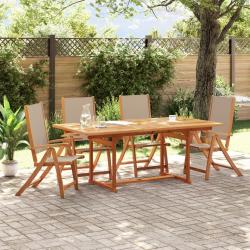 Chaises pliables de jardin lot de 4 bois d'acacia et textil&egrave;ne