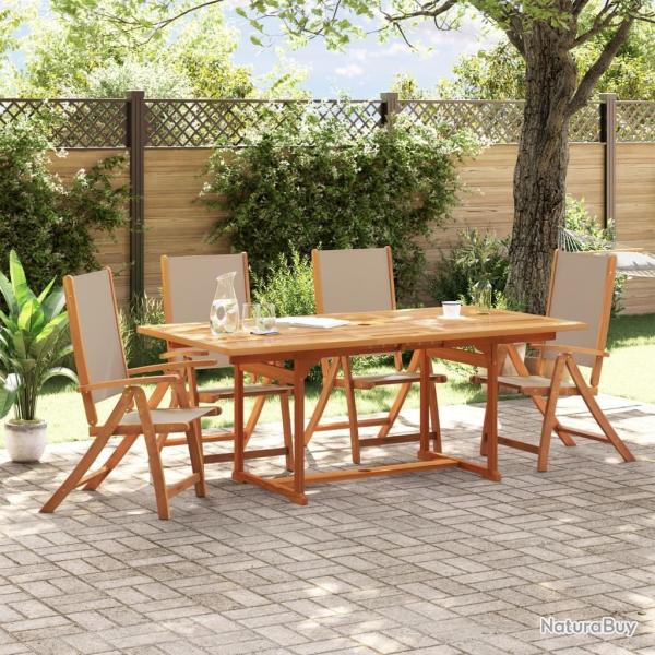 Chaises pliables de jardin lot de 4 bois d'acacia et textil�ne