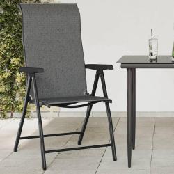 Chaises pliables de jardin lot de 4 gris r&eacute;sine tress&eacute;e