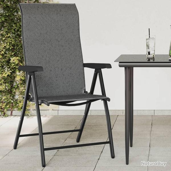 Chaises pliables de jardin lot de 4 gris r�sine tress�e