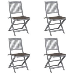 Chaises pliables d'ext&eacute;rieur lot de 4 et coussins Bois d'acacia