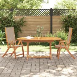 Chaises pliables de jardin lot de 2 bois d'acacia et textil&egrave;ne
