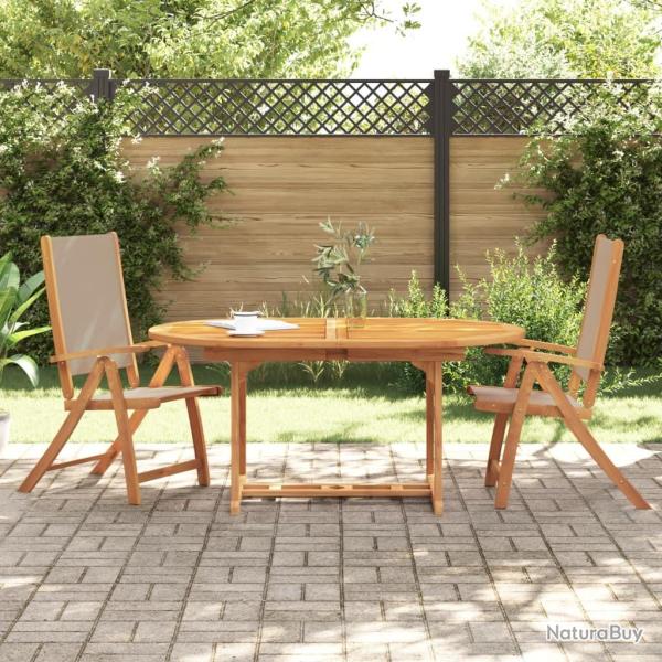 Chaises pliables de jardin lot de 2 bois d'acacia et textilne