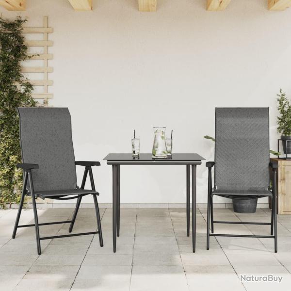 Chaises pliables de jardin lot de 2 gris rsine tresse