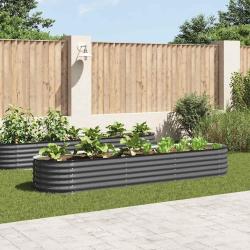 Lit sur&eacute;lev&eacute; de jardin 320x80x44 cm Acier galvanis&eacute; Gris