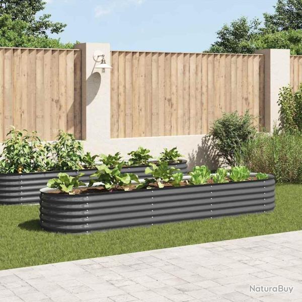 Lit sur�lev� de jardin 320x80x44 cm Acier galvanis� Gris
