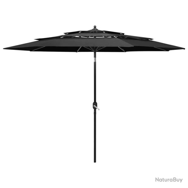Parasol de jardin � 3 niveaux avec m�t en aluminium anthracite