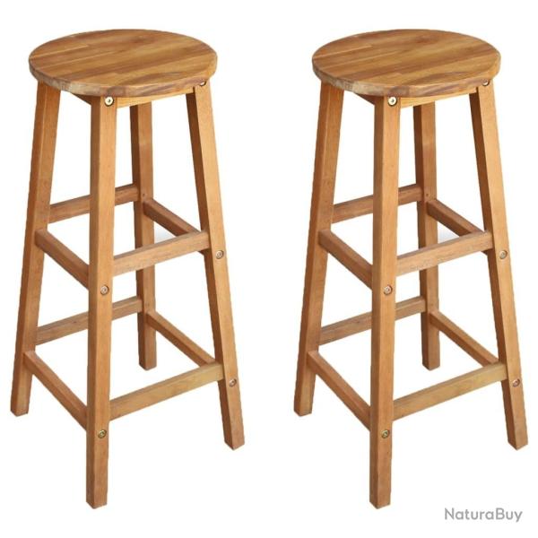 Tabourets de bar lot de 2 bois d'acacia massif