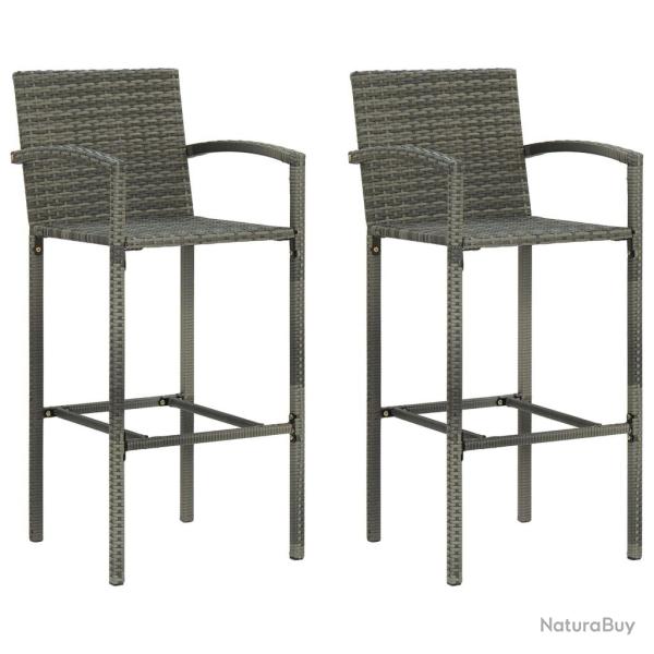 Tabourets de bar lot de 2 gris r�sine tress�e