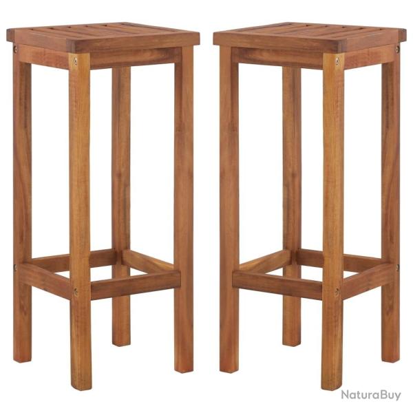 Tabourets de bar lot de 2 bois d'acacia massif
