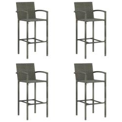 Tabourets de bar lot de 4 gris r&eacute;sine tress&eacute;e