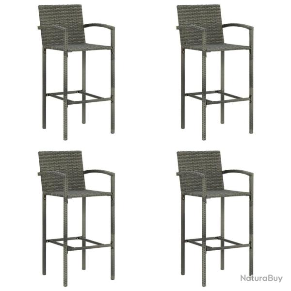 Tabourets de bar lot de 4 gris r�sine tress�e