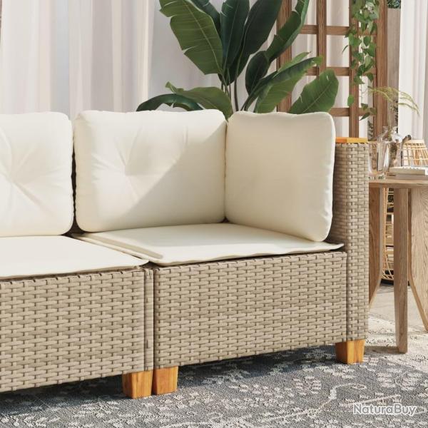 Canap� d'angle de jardin avec coussins beige r�sine tress�e