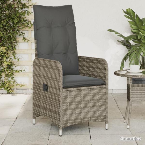 Chaise inclinable de jardin avec coussins gris r�sine tress�e
