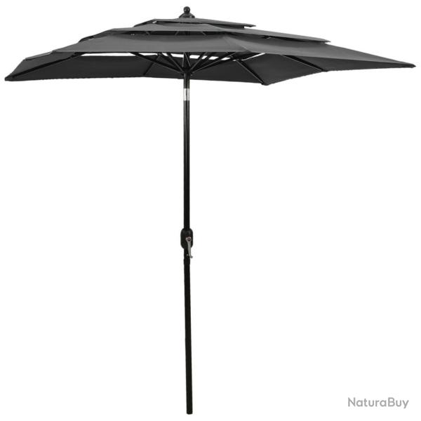 Parasol de jardin � 3 niveaux avec m�t en aluminium anthracite