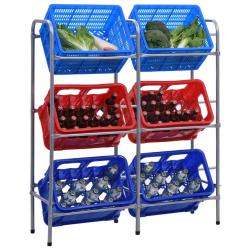 &Eacute;tag&egrave;re de rangement pour 6 caisses Argent&eacute; 96x33x116 cm Acier