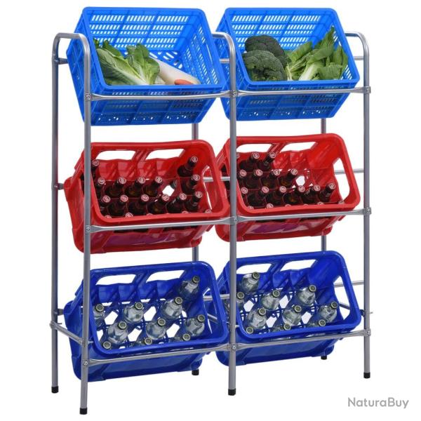 �tag�re de rangement pour 6 caisses Argent� 96x33x116 cm Acier