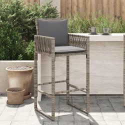 Tabourets de bar jardin coussins lot de 2 gris r&eacute;sine tress&eacute;e