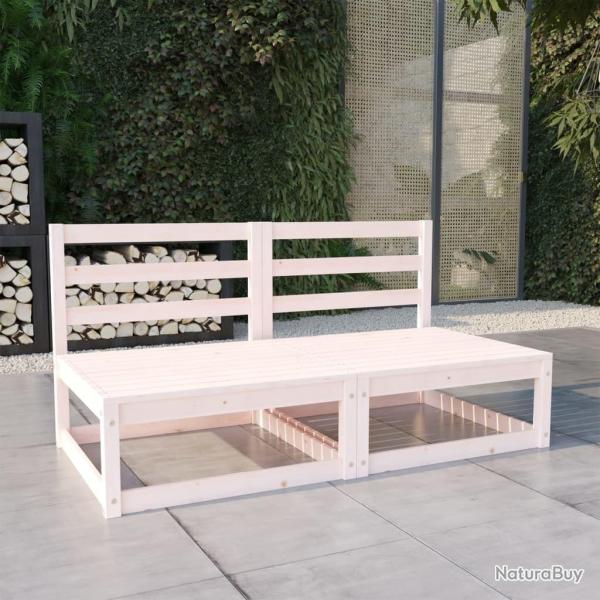 Canap� � 2 places de jardin Blanc Bois de pin solide