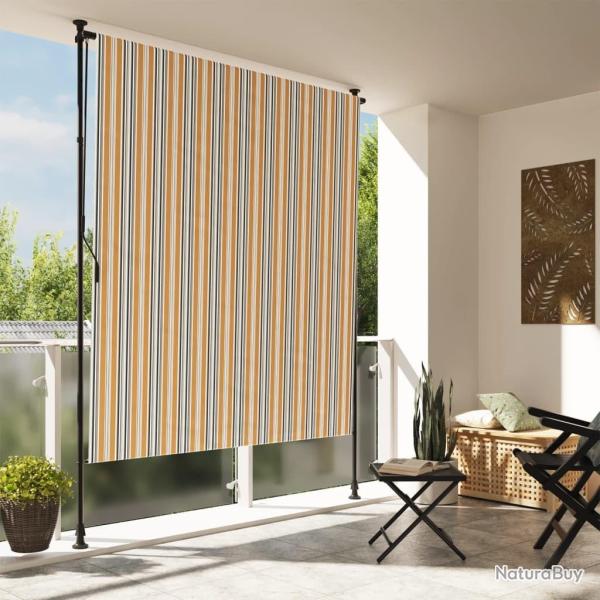 Store roulant d'ext�rieur jaune et blanc 150x270 cm tissu acier