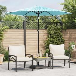 Parasol de jardin avec m&acirc;t en acier bleu 223x223x213 cm