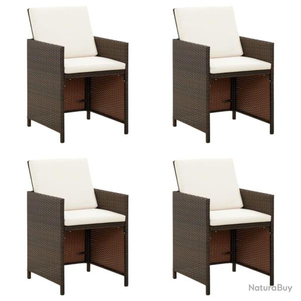 Chaises � manger de jardin avec coussins lot de 4 marron rotin