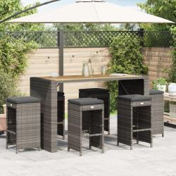 Tabourets de bar de jardin et coussins lot de 6 r&eacute;sine tress&eacute;e